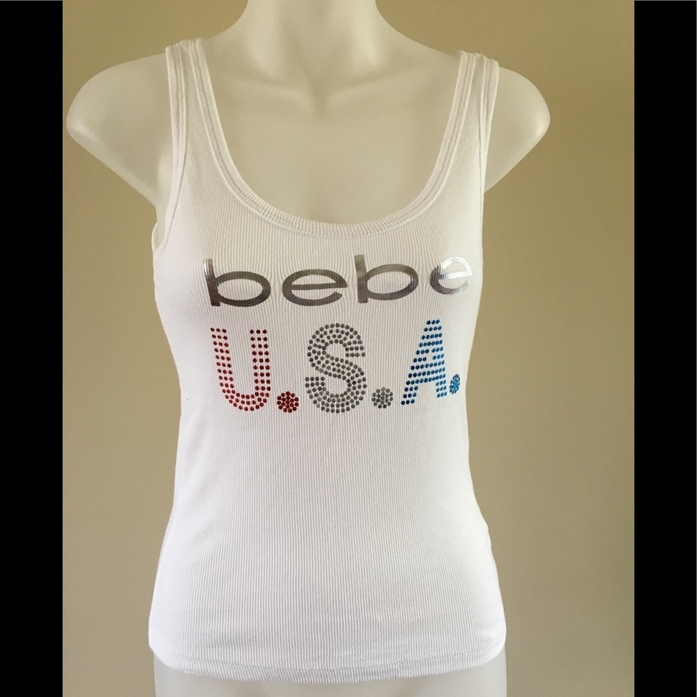 Bebe White Cotton Tank Top bb.